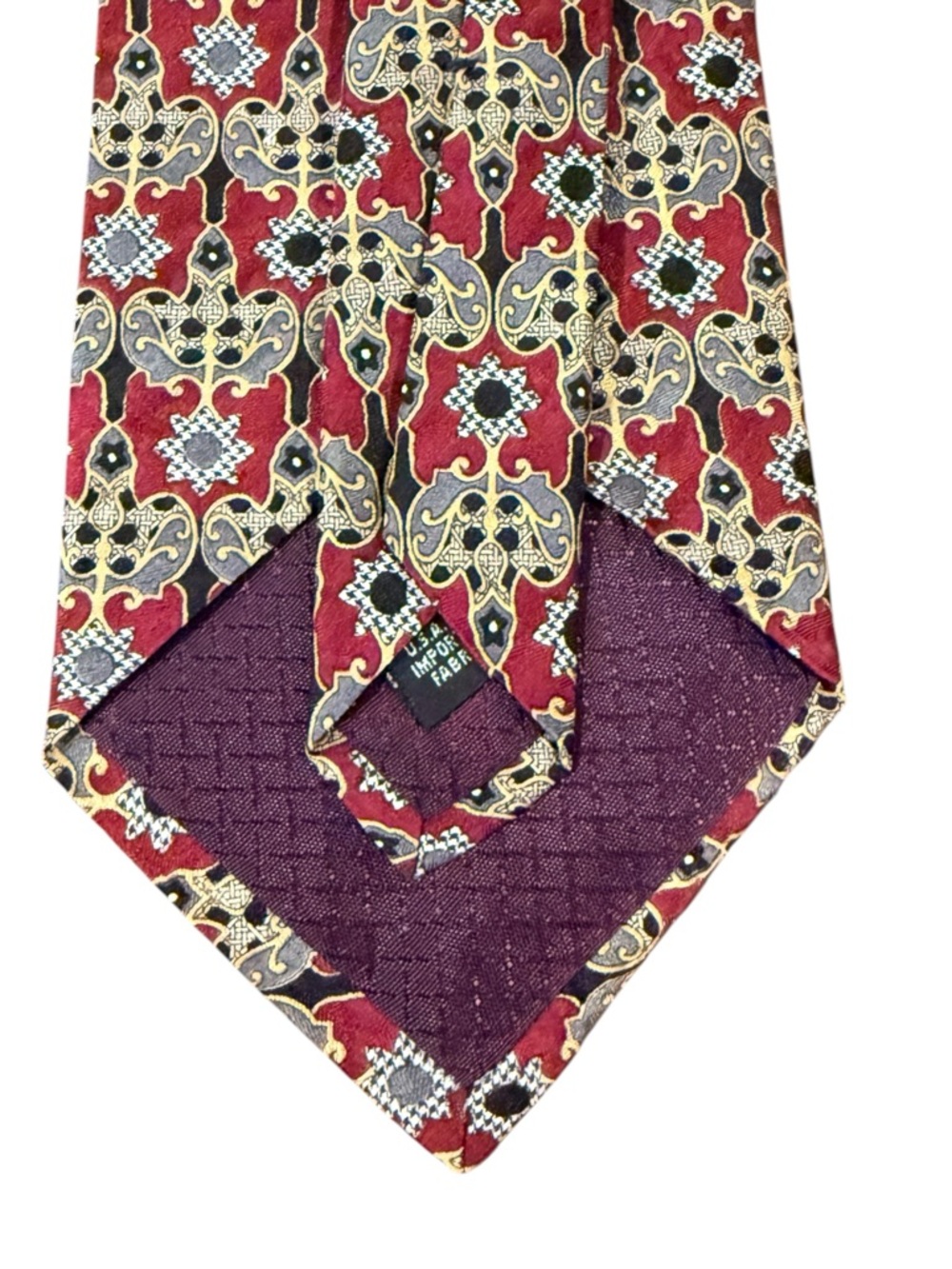 Christian Dior Monsieur Vintage Silk Tie Burgundy Gold Baroque Arabesque USA - Picture 8 of 8